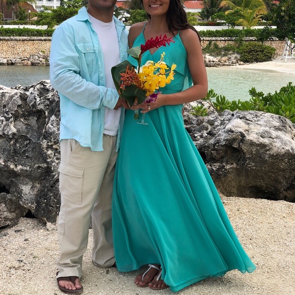 Turquoise and Yellow Wedding Dress